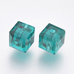 Dark Cyan Imitation Austrian Crystal Beads, Grade AAA, Faceted, Cube, Dark Cyan, 5~5.5x5~5.5x5~5.5mm(size within the error range of 0.5~1mm), Hole: 0.7~0.9mm