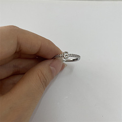 Letter B Кольца из латуни с микропаве, прозрачные кольца с кубическим цирконием, Реальная платина, В письме, внутренний диаметр: 20 мм