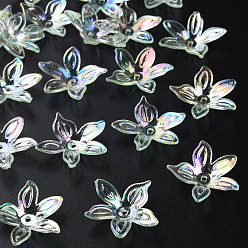Hellgrün Transparente Acryl Perlen, AB Farbe, Blume, hellgrün, 25.5x28x6 mm, Bohrung: 1.8 mm, ca. 980 Stk. / 500 g