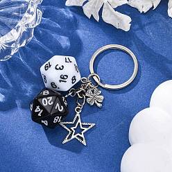 Черный Брелок-подвеска из непрозрачного акрила в форме кубика, с подвесками из сплава и железными брелоками, белые, чёрные, 72.5 мм