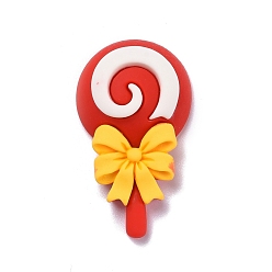 Red Opaque Resin Decoden Cabochons, Lollypop, Red, 42x25x8.9mm