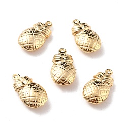 Echt 24 k vergoldet Messing Anhänger & Charms, langlebig überzogen, cadmiumfrei und bleifrei, Ananas, echt 24 k vergoldet, 18x10x5 mm, Bohrung: 1 mm