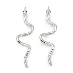 Платина Латунные микро проложить кубического циркония подвески, змея, без кадмия и без свинца, долговечный, стойки покрытие, платина, 46.5x12.5x3.5 мм, отверстие : 1 мм