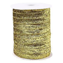 Желтый 1 рулон блестящей блестящей ленты, лента из полиэстера и нейлона, желтые, 3/8 дюйм (9.5~10 мм), о 50yards / рулон (45.72 м / рулон)
