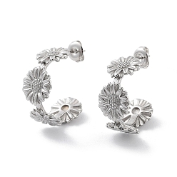 Нержавеющая Сталь Цвет Не тускнеющий подсолнечник 304 серьги-гвоздики из нержавеющей стали, серьги-кольца, цвет нержавеющей стали, 23x10 мм