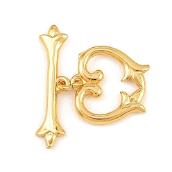 Настоящее золото 18K Застежки-тоглы в форме сердца из латуни, без кадмия и без свинца, долговечный, реальный 18 k позолоченный, 5.5~12.5x13~20.5x1.5 мм, отверстие : 1~1.2 мм