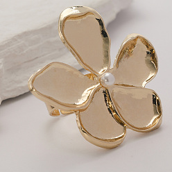 Золотой Элегантные регулируемые манжеты из цинкового сплава с цветком для женщин, золотые, 36 мм, внутренний диаметр: регулируемый