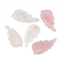 Розовый Кварц Природного розового кварца бусы, половине просверлил, крыло, 43~44x23x8 мм, отверстие : 1.2~1.4 мм