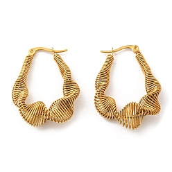 Золотой Вакуумное покрытие pvd 304 серьги-кольца из нержавеющей стали с обмоткой из проволоки в форме капли, золотые, 34x27.5 мм