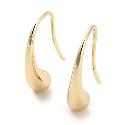 Real 18K Gold Plated Teardrop Brass Dangle Earring for Women, Real 18K Gold Plated, 20.5x5mm