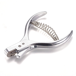 Platinum Hand Held ID Card Slot Hole Punch, Metal Puncher, Plier Punching Tool, for ID Card Badge PVC Photo Tag, Platinum, 109x74x12mm
