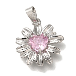 Платина Стойка металлическая латунная микропрофилированная кубическая циркония подвески, без кадмия и без свинца, долговечный, даси с сердцем, платина, 17x16x4 мм, отверстие : 3 мм