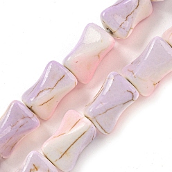 Лавандовый румянец Синтетические бирюзовые бусины, покрытые краской для выпечки, с эмалью, формой кости, лавандовый румянец, 12.5x8x8~8.5 мм, отверстие : 1.4 мм, около 30 шт / нитка, 14.84~15.04'' (37.7~38.2 см)