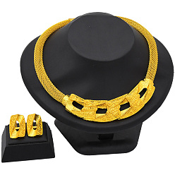 Золотой Прямоугольные ожерелья из сплава и комплекты серег-гвоздиков, золотые, ожерелья: 485 мм; серьга: 28мм