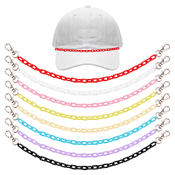 (52) Непрозрачная лаванда 10 шт 10 цвета акриловые звенья бейсболка цепь, Сплав с застежками когтя омара, разноцветные, 315 мм, 1 шт / цвет