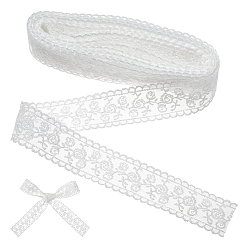 Weiß Milchfaser-Blumenspitzenband, Spitzenbesatz zur Dekoration von Kleidung, weiß, 1-3/8 Zoll (35 mm)
