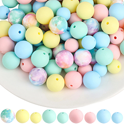 Mixed Color 100Pcs Silicone Beads, Mixed Shapes, Focal Beads, Mixed Color, 11.5~15mm, Hole: 2mm