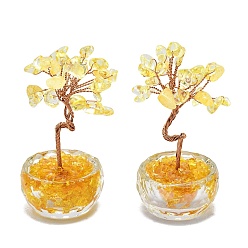 Желтый Кварц Украшения для витрин из натурального желтого кварца пахира голая, со стеклянной основой и медной проволокой, фен-шуй энергетический камень подарок для домашнего офиса украшение рабочего стола, 39.8~44x39.8x77.5~84 мм