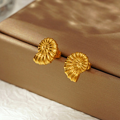 Doré  Élégantes 304 boucles d'oreilles à tige en acier inoxydable en forme de coquillage, or, 10.2x13mm