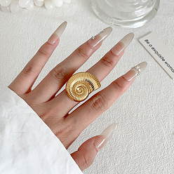 Shell Shape 304 палец кольца из нержавеющей стали, золотые, формы раковины, внутренний диаметр: регулируемый