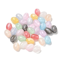 Mixed Color Transparent Resin & Glitter Powder Beads, Oval, Gradient Color, Mixed Color, 10.5x7.5mm, Hole: 1.6mm