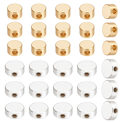 Золотой & Серебряный 60 шт 2 стили латунные бусины, плоско-круглые, золотой и серебряный, 4~6x2.5 мм, отверстие : 1~1.2 мм, 30 шт / стиль