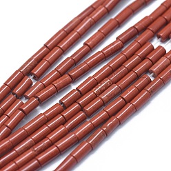 Красный Камень Натуральные красные яшмы бусы пряди, колонка, 4~5x2~2.5 мм, отверстие : 0.6~0.8 мм, около 90~102 шт / нитка, 15.3~15.7 дюйм (39~40 см)