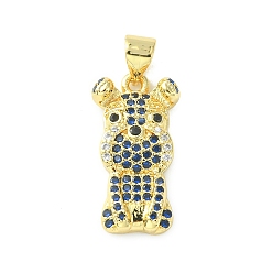 Real 18K Gold Plated Brass Micro Pave Cubic Zirconia Pendants, Dog Charm, Real 18K Gold Plated, 20x10.5x3.5mm, Hole: 4.5x3.5mm