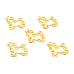 Golden Alloy Open Back Bezel Pendants, for DIY UV Resin, Epoxy Resin, Pressed Flower Jewelry, Cadmium Free & Lead Free, Unicorn, Golden, 32x38x2mm, Hole: 3mm