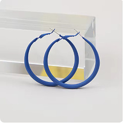 Темно-Синий Серьги-кольца из сплава, окрашенные распылением, с 925 штырями стерлингового серебра, серебряные, темно-синий, 50 мм