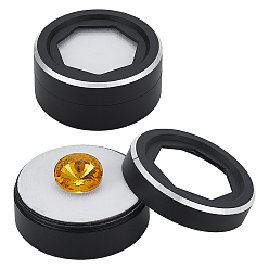 Черный Алюминиевые ящики для хранения россыпных алмазов с шестиугольной стеклянной крышкой, с губкой внутри, колонка, чёрные, 3.95x1.9 см