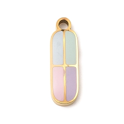 Letter I 304 подвески из нержавеющей стали, с эмалью, ионное покрытие (ip), реальный 18 k позолоченный, Буква "i", 15x4.5x2 мм, отверстие : 1.5 мм