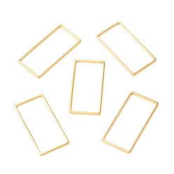 Золотой 201 нержавеющей стали связывающий кольца, прямоугольные, золотые, 25.5x13x1 мм