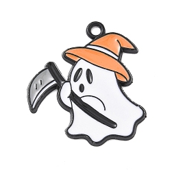 Hat Подвески из сплава хэллоуина с эмалью, призрак, шляпа, 26x23.5x1.5 мм, отверстие : 1.8 мм