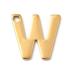 Letter W 304 прелести нержавеющей стали, письмо амулеты, ионное покрытие (ip), реальный 18 k позолоченный, Буква W, 11x12x0.8 мм, отверстие : 1.2 мм