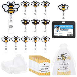 Платина 50шт. пчелы, полиэстер с выдвижным держателем для бейджа из АБС-пластика, держателей карт, В комплекте: 50 бумажных благодарственных открыток и 50 подарочных мешочков из органзы., Пчелы, платина, 117 мм