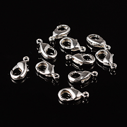Silver Brass Lobster Claw Clasps, Parrot Trigger Clasps, Cadmium Free & Nickel Free & Lead Free, Silver, 15x8x3mm, Hole: 2mm