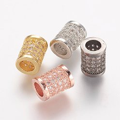 (52) Непрозрачная лаванда Латунные микро проложить кубического циркония бусы, колонка, разноцветные, 8.5x6.5 мм, отверстие : 3.5 мм