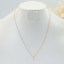 Золотой Латунные подвески с прозрачным кубическим цирконием и конским глазом для женщин, золотые, 15.75 дюйм (40 см)