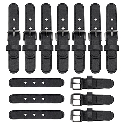 Noir Boucles de manteau en cuir PU, pour accessoires de vêtement, noir, 121~149x21x2~11mm