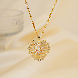 Золотой Ожерелья с подвеской в виде сердца из латунного микропаве из прозрачного кубического циркония в форме морской звезды для особых случаев, золотые, 15.75 дюйм (40 см)