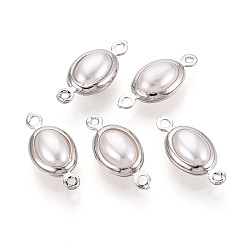 Платина Латунные подвески-подвески с имитацией жемчуга из АБС-пластика, овальные связи, кремово-белые, долговечный, без никеля , платина, 14.5x7x4.5 мм, отверстие : 0.9~1.4 мм