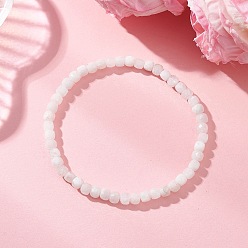 Rainbow Moonstone Эластичные браслеты из натурального радужного лунного камня для женщин, кубические, внутренний диаметр: 2.09~2.17 дюйм (5.3~5.5 см)