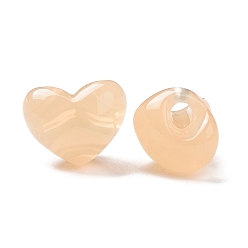 Moccasin Imitation Jelly Style Acrylic Beads, Heart, Moccasin, 14x18.5x13.5mm, Hole: 3.5mm, about 215pcs/500g
