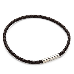 Kokosnuss braun Leder Schnur Armband machen, mit Messing-Schließen, Platin Farbe, Kokosnuss braun, 7-1/2 Zoll (19cm)~8-1/8 Zoll (20.5cm), 3 mm
