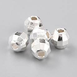 Посеребрённый Spacer бисер латунные, долговечный, граненые круглые, 925 серебро покрытием, 7x7 мм, отверстие : 2 мм