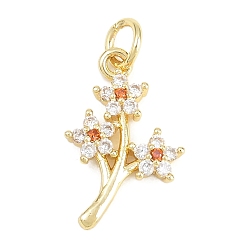 Оранжевый Латунные микро проложить кубического циркония подвески, , долговечный, стойки покрытие, без свинца и без кадмия, реальный 18 k позолоченный, оранжевые, 18x11.5x3 мм, отверстие : 3.2 мм