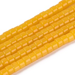 (932FM) Темно-синий аква-матовый с подкладкой Стеклянные бусины, имитация нефрита , плоско-круглые, темно-золотистые, 4~4.5x3 мм, отверстие : 0.5~0.8 мм, около 126~129 шт / нитка, 14.57~14.96'' (37~38 см)