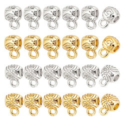Платиновый & Золотой 24шт 4 стиль стойка покрытие латунные трубки скобы, бочкообразные бусины под залог, долговечный, , платиной и золотом, 8.5~9x5.5~6x5.8~6 мм, отверстие : 1.6~2 мм, внутренний диаметр: 2.4 мм, 6 шт / стиль