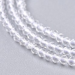 Clear Glass Beads Strands, Imitation Quartz, Faceted, Round, Clear, 2mm, Hole: 0.5mm,  about 175pcs/strand, 14.9 inch(38cm)